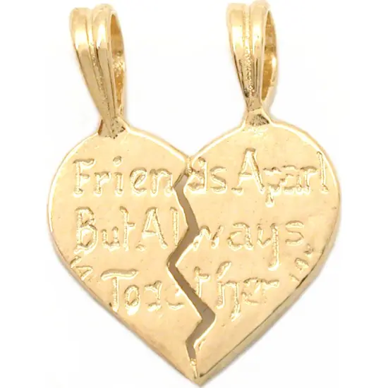Best Friends Heart Charm Breakable 14k Gold 14mm {2}