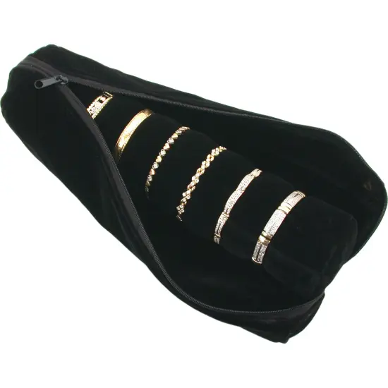 Velvet Ring Roll up & Bangle Bracelet Travel Pouch Jewelry Displays Kit 2 Pcs {6}