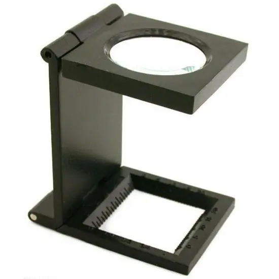 5x Black Folding Magnifier Stamp Coin Loupe Scale Tool {1}