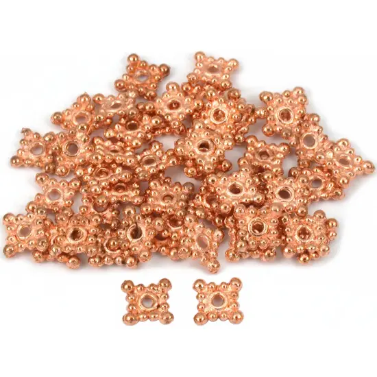 Square Bali Spacer Beads Copper Plated 8mm Approx 50 {1}