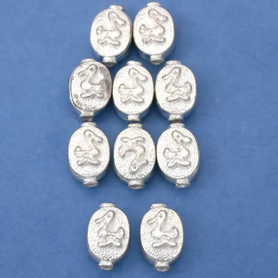 16g Fluted Oval Duck Beads Silver Plt 11.5mm Approx 10 {1}