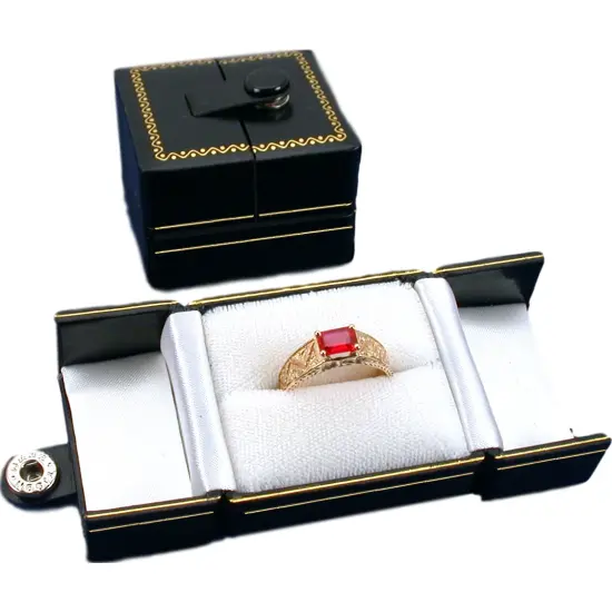 6 Black Leatherette Snap Closure Ring Boxes Displays {4}