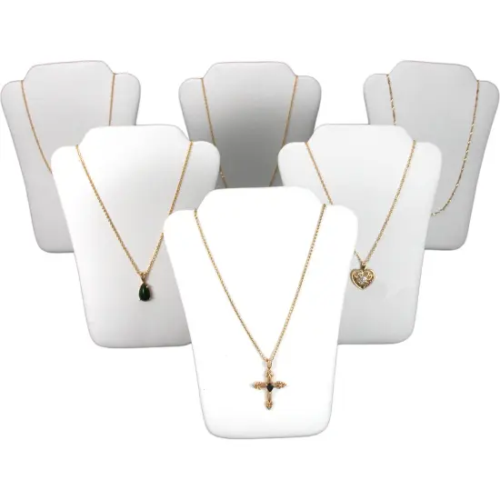 6 White Leather Chain Necklace Easel Jewelry Displays {1}