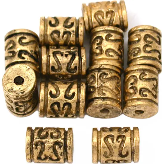15g Bali Barrel Beads Antique Gold Plate 8mm Approx 10 {1}