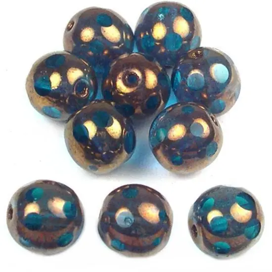 10 Blue Harlequin Beads Spotted Glass Jewelry Bead 8mm {1}