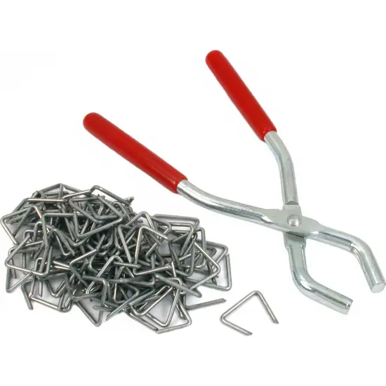 Hog Ring Pliers Upholstery 100 Clip Fasteners Tools {1}