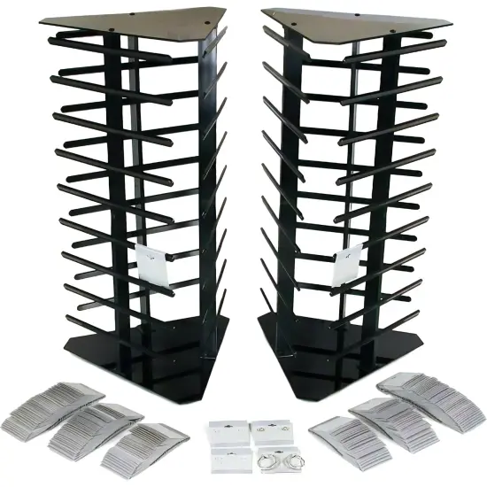 200 Gray Hanging Earring Cards Revolving Rotating Jewelry Display Stand {1}