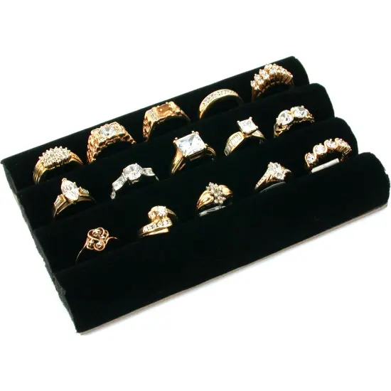 3 Row Ring Jewelry Display/Storage Glass Top Wood New {3}