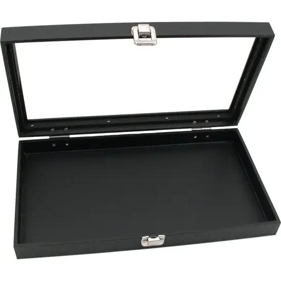 Glass Top Display Case Box 18 Slot White Tray Insert New {5}