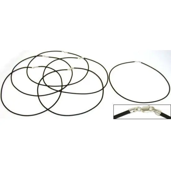 Rubber Cord Necklaces Black 18" 6Pcs {1}