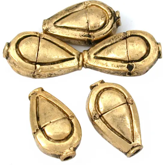 Teardrop Beads Antique Gold Plated Tube 18.5mm Approx 5 {1}