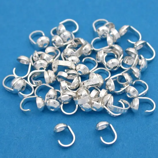 50 Sterling Silver Bead Tips Clamshell Knot Covers 3mm {1}