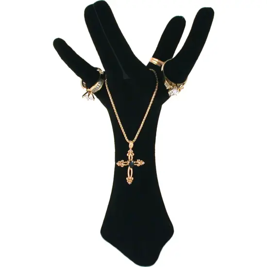 Black Open Palm Ring Hand Display Jewelry Stand 8" {2}