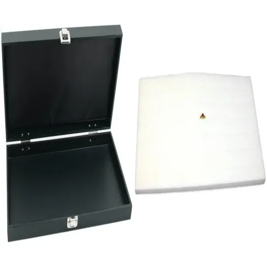 Black Jewelry Case (Single metal clasp) w/ White Foam 72-slot Display Pad {1}