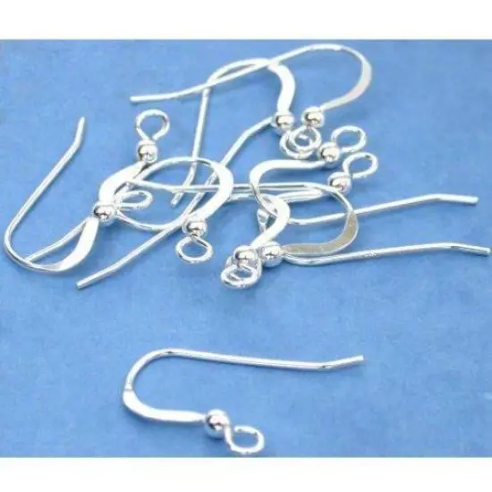 Shepherd Hooks & Ball Sterling Silver 21 Gauge 23mm 5 Pairs {1}