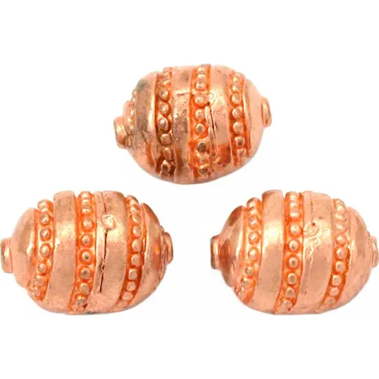 16g Bali Oval Barrel Bead Copper Plated 11.5mm Approx 3 {1}