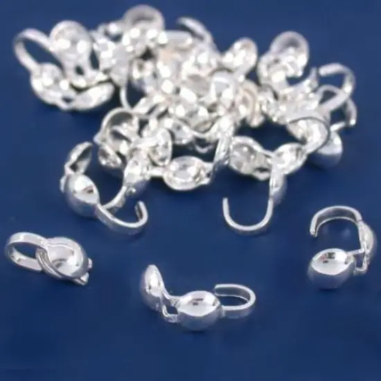 Sterling Silver Clamshell Bead Tip Knot Covers With .9mm Hole Pack of 20 {1}