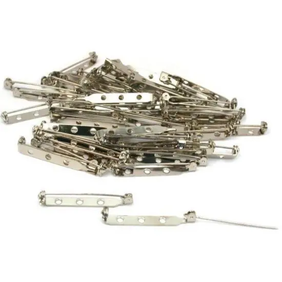 50 Bar Pin Backs Broach Hat Badge Jewelry Safety Parts {1}