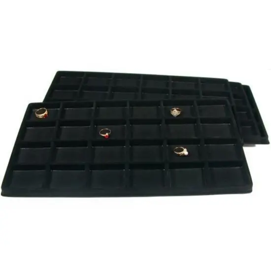 4 Display Tray Inserts Black Findings 24 Compartments {1}