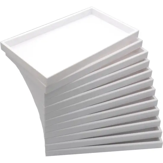 12 Jewelry Showcase Display Travel Tray White Stackable {1}