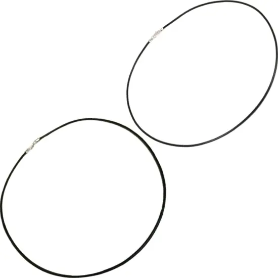 Black Genuine Leather Cord Necklace 18" & 16" Kit 2 Pcs {1}