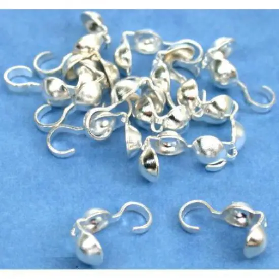 15 Bead Tips Clamshell Silver Plated Bead Stringing Parts {1}