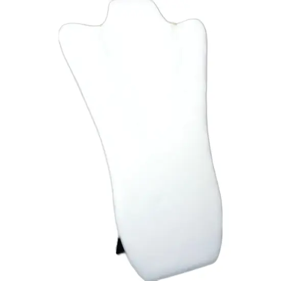 2 White Leather Padded Necklace Pendant Bust Showcase Displays 14 1/8" {2}