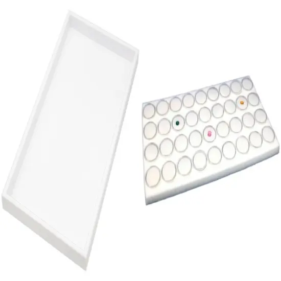 White Plastic Stackable Jewelry Display Tray w/ White 36 Jem Gar Insert {1}