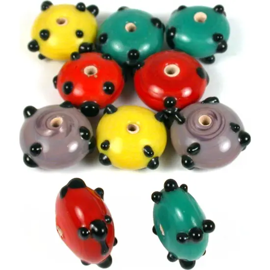 30 Grams Rondelle Dot Lampwork Round Beads Assorted Mix {1}