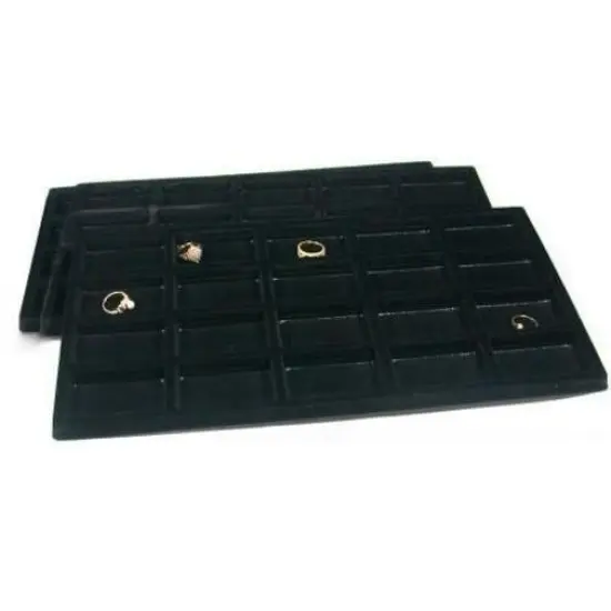 3 Black 20 Slot Pendant Jewelry Showcase Display Tray Inserts {1}