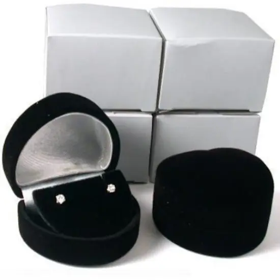 4 Heart Earring Gift Boxes Black Showcase Display {1}