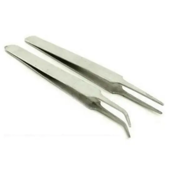 2 Tweezers Jewelers Beading Pocket Watch Repair Tools {1}