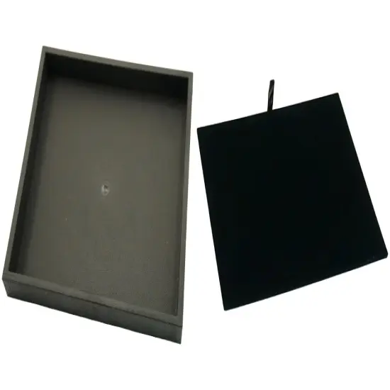 Black Open Square Stackable Jewelry Display Tray w/ Black Leather Pad Insert {1}