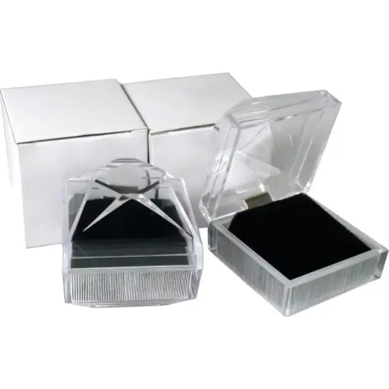 2 Earring Gift Boxes Crystal Clear Velvet Display {1}