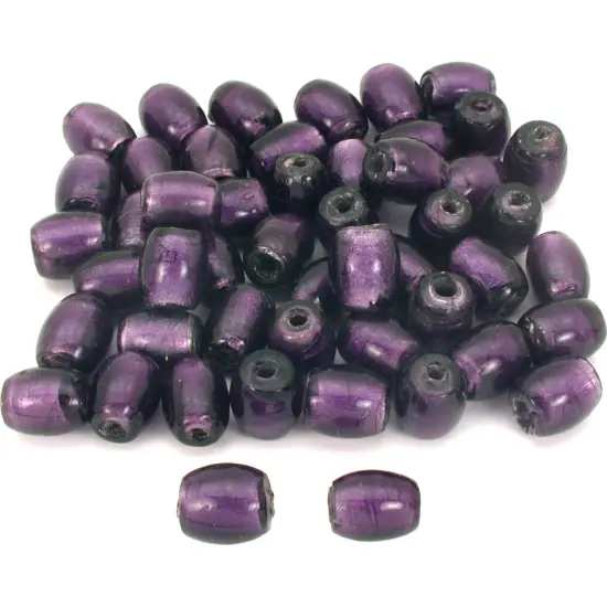 Purple Barrel Glass Foil Lampwork Beads 18mm Approx 50 {1}