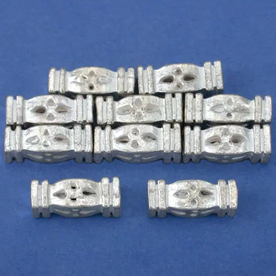 Rectangle Tube Beads Silver Plated New 13mm Approx 10 {1}