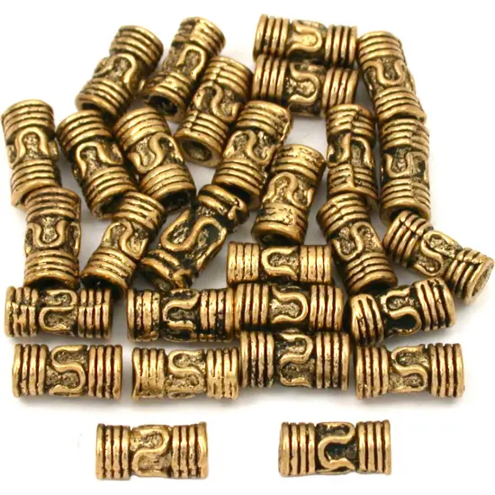 15g Bali Lariat Tube Bead Antq Gold Plate 8mm Approx 25 {1}