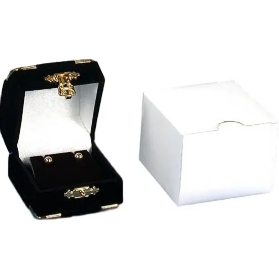 12 Earring Gift Boxes Black Flocked Jewelry Display Box {2}