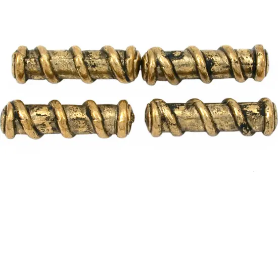 15g Bali Spiral Tube Beads Antique Gold Plated 22.5mm {1}