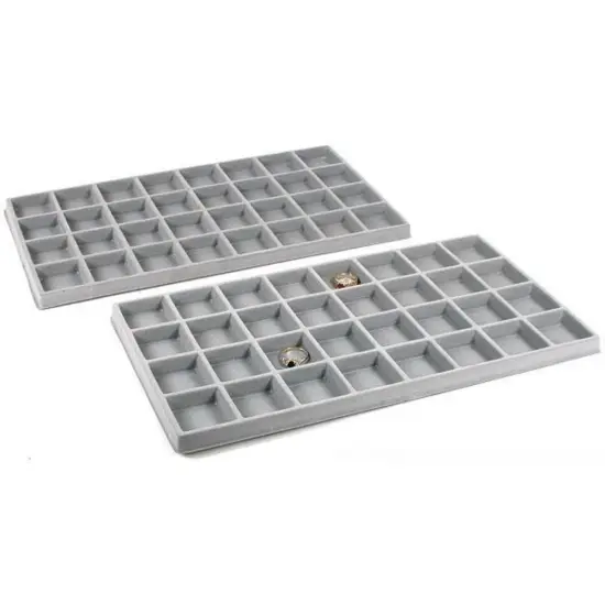 2 Gray 32 Slot Coin Jewelry Showcase Display Tray Inserts {1}