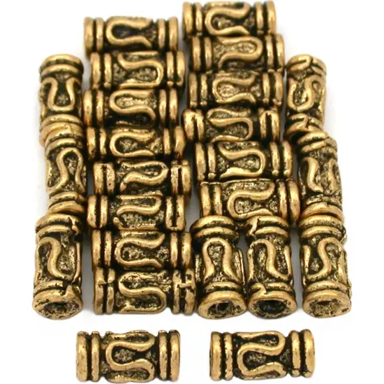 15g Bali Lariat Tube Bead Antq Gold Plate 9mm Approx 24 {1}