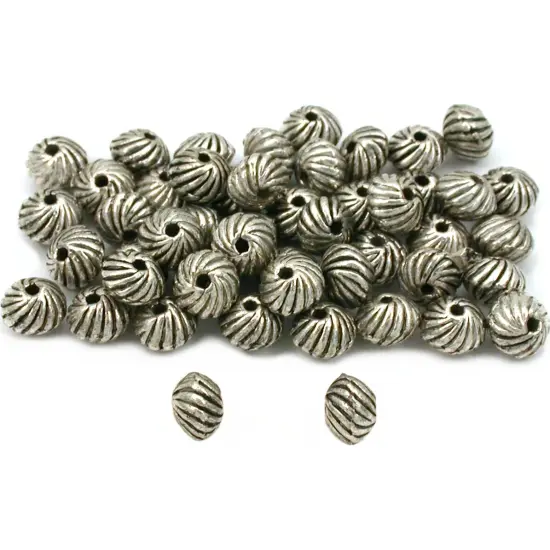 Saucer Bali Bead Antique Silver Plated 6.5mm Approx 50 {1}