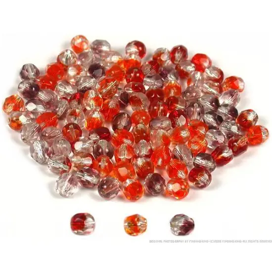 100 Fire Polished Faceted Glass Beads Red Beading 6mm {1}