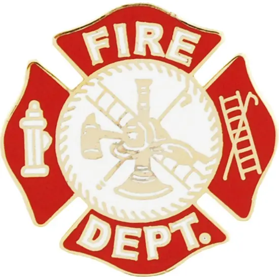 Fire Department Logo Pin Red 1" {1}