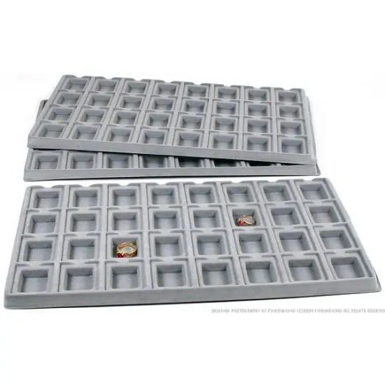 3 Gray 32 Slot Puff Earring Cards Showcase Display Tray Inserts {1}