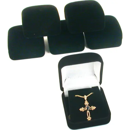 6 Black Flocked Earring Pendant Jewelry Gift Boxes {1}