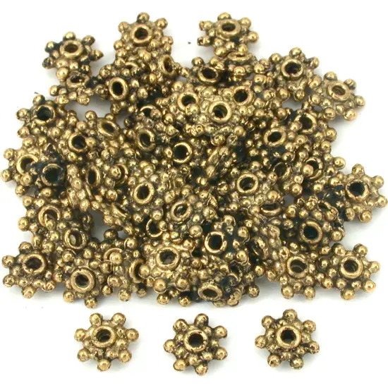 Flower Bali Spacer Beads Antique Gold Plt 7mm Approx 60 {1}