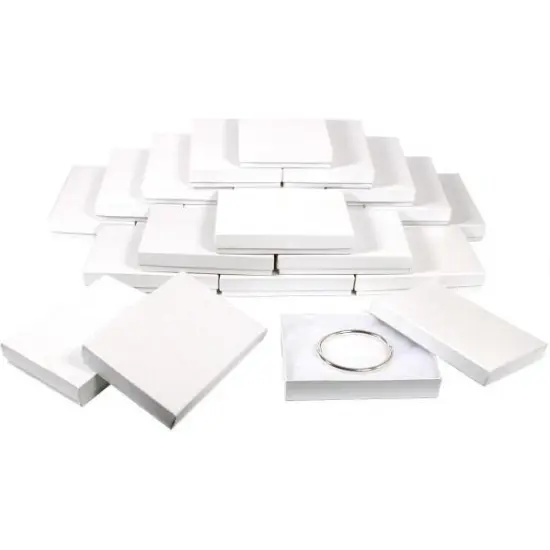 48 White Swirl Cotton Filled Jewelry Gift Boxes 5 3/8" {1}