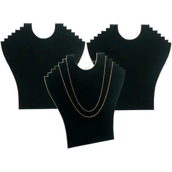 3 6 Tier Black Flocked Cardboard Necklace Chain Display Bust Easels {1}