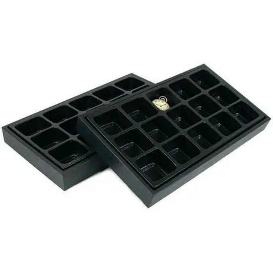 2 15 Slot Jewelry Display Insert & Black Travel Tray {1}